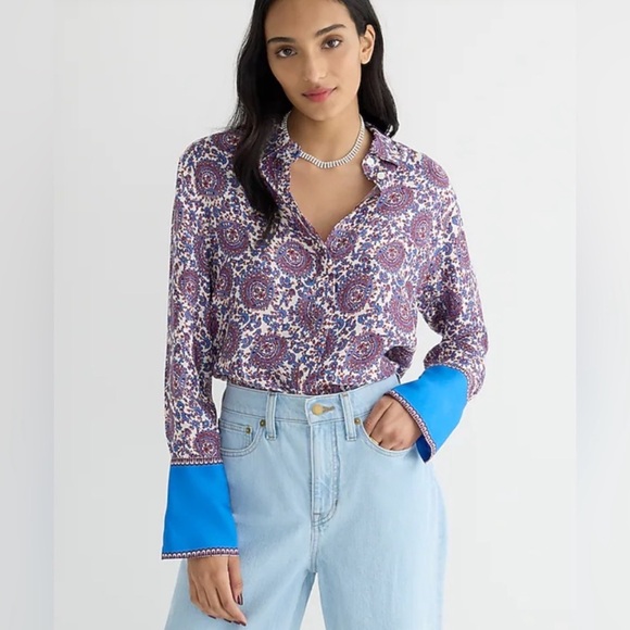 J. Crew Tops - ✖️SOLD✖️•J.CREW• Classic-Fit Drapey Cupro-Blend Shirt in Floral Crown